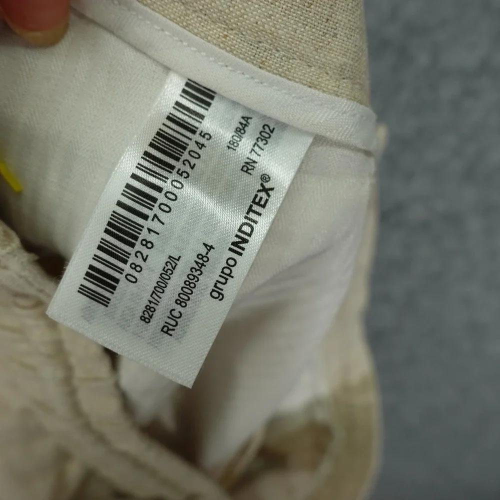 ZARA Linen Pants Mens L Cream White Neutral Flax Summer Coastal Workwear 34x30